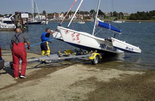 As you can see in this picture, the wheels of the trailer only need to touch the water in order to launch the Magnum 21.
