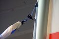 The arrangement of the gennaker/spinnaker
halyard at the mast-head is important.
(This halyard is useful for raising the mast.)