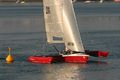 The new sails for the Magnum 21S look golden
when the evening sun catches them.