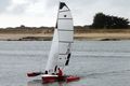 Wake shows this 21-S has just tacked.